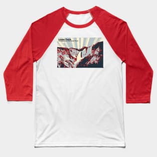 Retro Lower Falls in Yellowstone National Park in red and gray Baseball T-Shirt